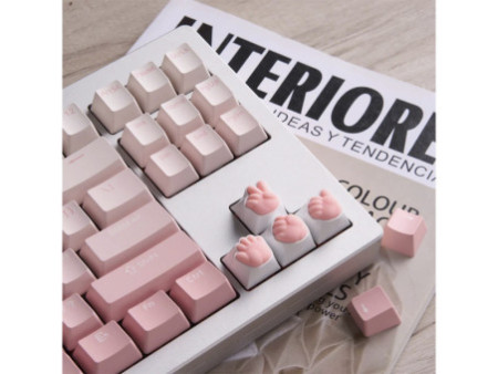 Keycaps Akko Pedra, Papel, Tesoura e Joinha Artesão, com 4 teclas, (Rock, Paper, Scissors and Praise Artisan)