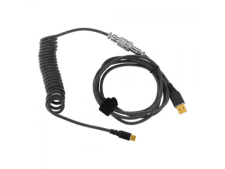Cabo Para Teclado Redragon A115, Enrolado, USB-C, 1.6m, Preto, A115 BLACK