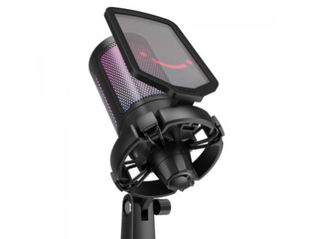 Microfone Gamer Fifine Ampligame A6T, RGB, USB, Black, Com Braço Articulado