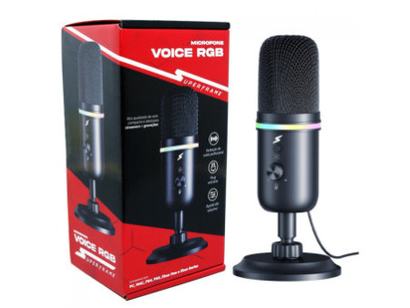 Microfone Gamer SuperFrame Voice, RGB, USB, Black, MSF-VOICE-RGB