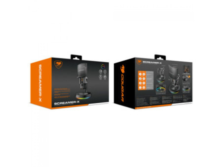 Microfone Gamer Cougar Screamer-X, RGB, USB, Preto