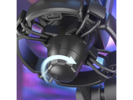 Microfone Gamer Fifine Ampligame Q6T, RGB, USB, Black, Com Braço Articulado