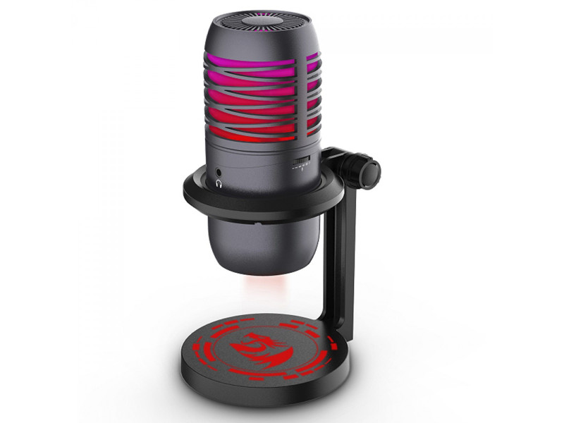Microfone Gamer Redragon Nebula, LED, Cardióide, USB, Preto, GM211