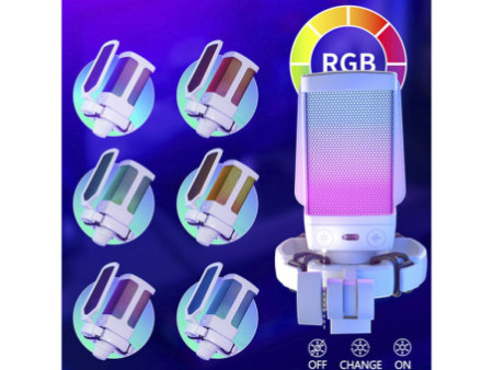 Microfone Gamer Fifine Ampligame Q6W, RGB, USB, White