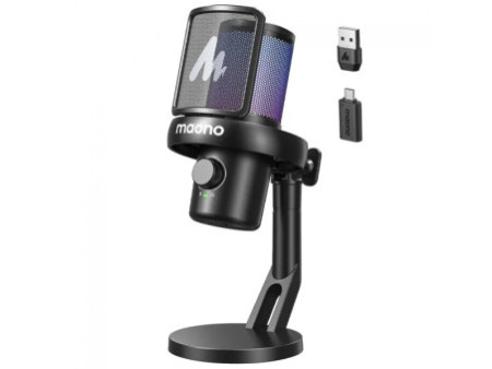 Microfone Gamer Maono DM40 Pro, RGB, Wireless/USB, Condensador, Preto