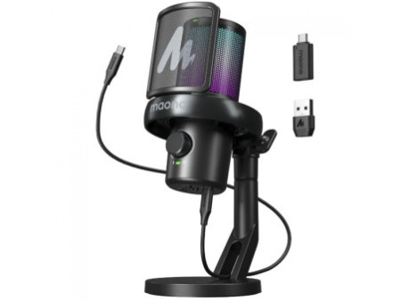 Microfone Gamer Maono DM40 Pro, RGB, Wireless/USB, Condensador, Preto