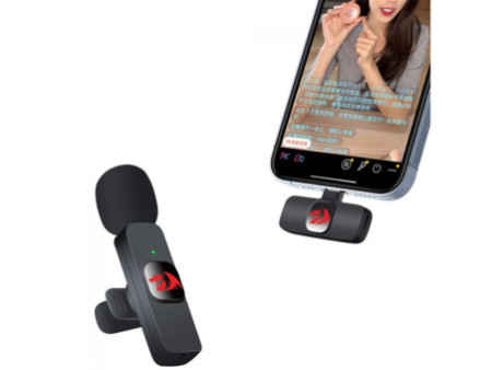 Microfone de Lapela Redragon Athan, Wireless, USB Tipo-C, Preto, GM93