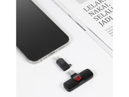 Microfone de Lapela Redragon Athan, Wireless, USB Tipo-C, Preto, GM93