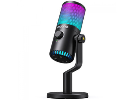 Microfone Gamer Maono DM30, RGB, USB, Condensador, Preto