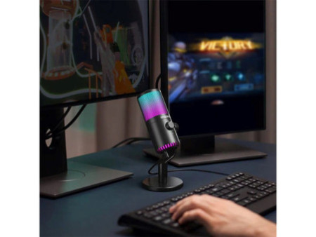 Microfone Gamer Maono DM30, RGB, USB, Condensador, Preto