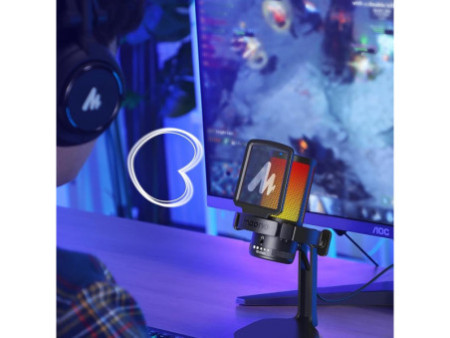 Microfone Gamer Maono DGM20, RGB, USB, Preto