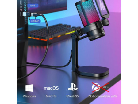 Microfone Gamer Maono DGM20, RGB, USB, Preto