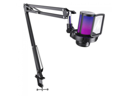 Microfone Gamer Maono DGM20S, RGB, USB, Black, Com Braço Articulado
