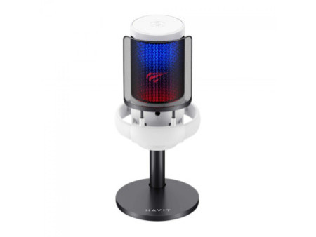Microfone Gamer Havit Gamenote GK50W, RGB, USB, Branco