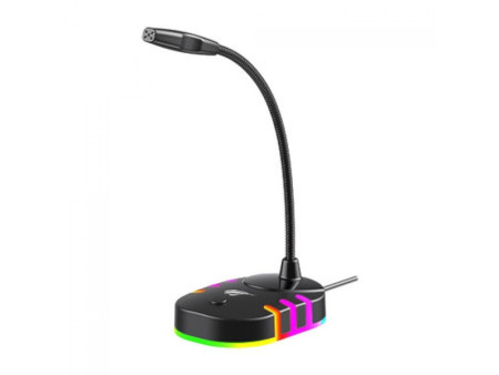 Microfone Gamer Havit GK58B, RGB, USB, Preto