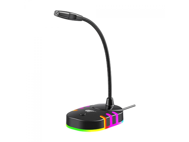 Microfone Gamer Havit GK58B, RGB, USB, Preto