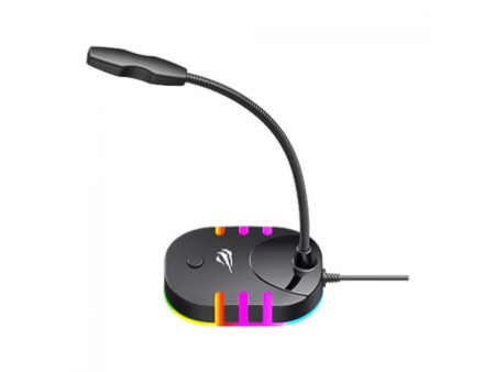 Microfone Gamer Havit GK58B, RGB, USB, Preto