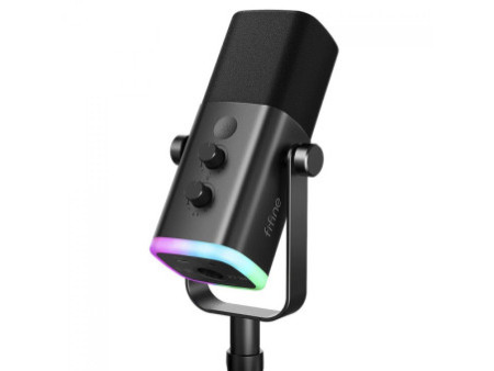 Microfone Gamer Fifine AM8T, RGB, USB/XLR, Preto, Com Braço Articulado