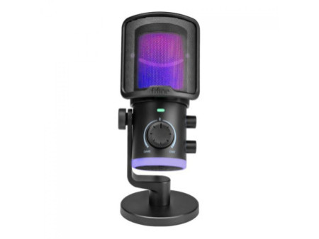 Microfone Gamer Fifine AmpliGame AM6, Condensador, RGB, USB, Preto
