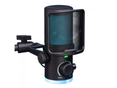 Microfone Gamer Fifine AmpliGame AM6, Condensador, RGB, USB, Preto