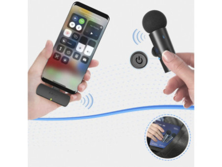 Microfone de Lapela Fifine M8, Duplo, Wireless, USB Tipo-C, Black