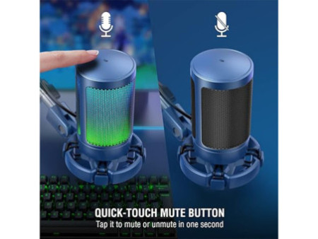 Microfone Gamer Fifine Ampligame A6T, RGB, USB, Blue, Com Braço Articulado