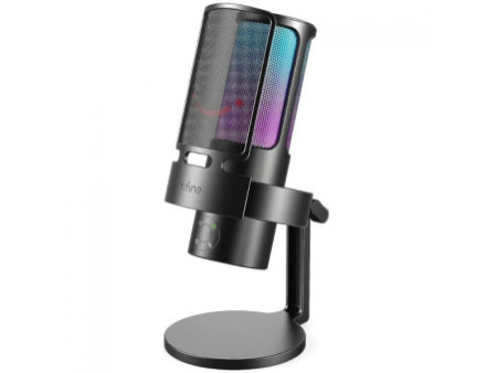Microfone Gamer Fifine Ampligame A8 Plus, RGB, USB, Black