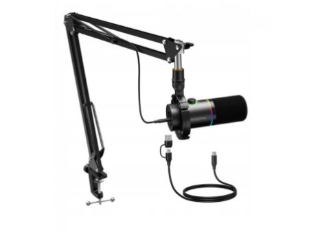 Microfone Gamer Maono PD200XS, RGB, USB/XLR, Black, Com Braço Articulado