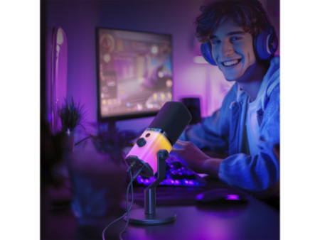 Microfone Gamer Maono PD100X, RGB, USB/XLR, Preto
