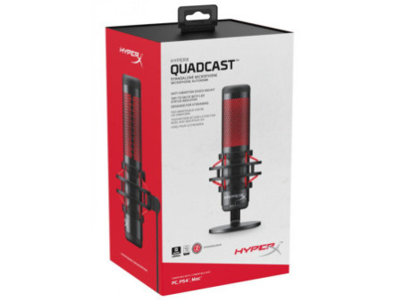 Microfone HyperX QuadCast, USB, PC/PS4/MAC, HX-MICQC-BK