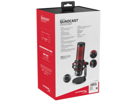 Microfone HyperX QuadCast, USB, PC/PS4/MAC, HX-MICQC-BK