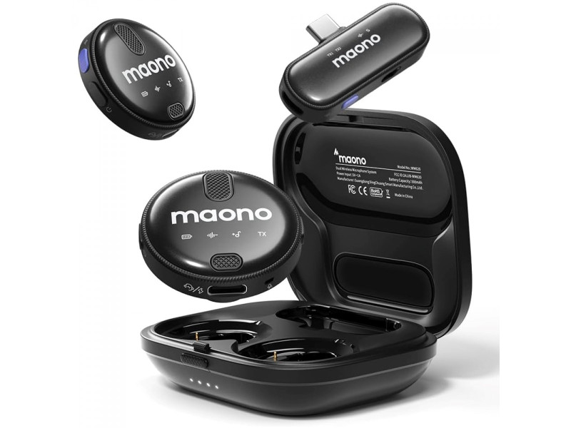 Microfone De Lapela Maono WM620 PC2, 2 Microfones, Sem Fio, Preto Microfone De Lapela Maono WM620 PC2, 2 Microfones, Sem Fio, Preto