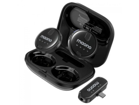 Microfone De Lapela Maono WM620 PC2, 2 Microfones, Sem Fio, Preto