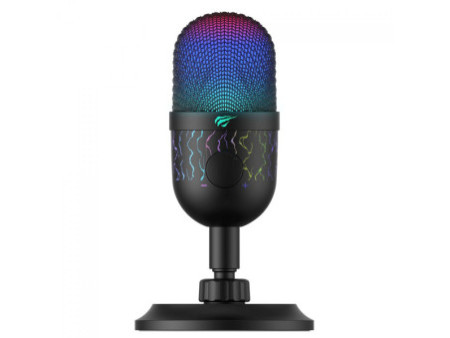 Microfone Gamer Havit GK52, RGB, USB, Preto