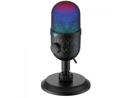 Microfone Gamer Havit GK52, RGB, USB, Preto
