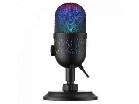 Microfone Gamer Havit GK52, RGB, USB, Preto