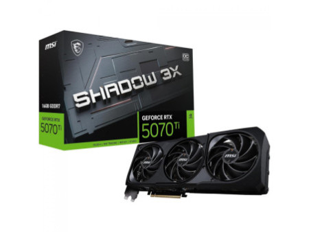 Placa de Vídeo MSI NVIDIA GeForce RTX 5070 Ti Shadow 3X OC, 16GB, GDDR7, DLSS, Ray Tracing, 912-V531-097