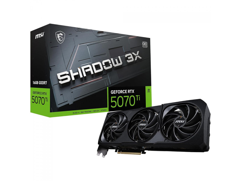 Placa de Vídeo MSI NVIDIA GeForce RTX 5070 Ti Shadow 3X OC, 16GB, GDDR7, DLSS, Ray Tracing, 912-V531-097