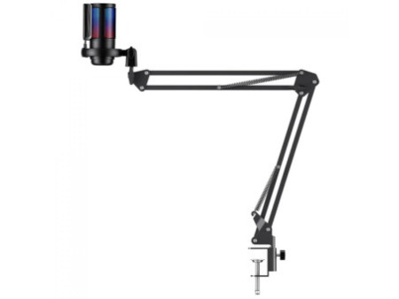 Microfone Gamer Havit Gamenote GK50 PRO, RGB, USB, Preto, Com Braço Articulado, GK50PRO