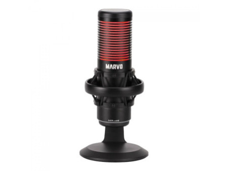Microfone Marvo MIC-07, RGB, Cabo Removível, Preto, MIC-07 BK