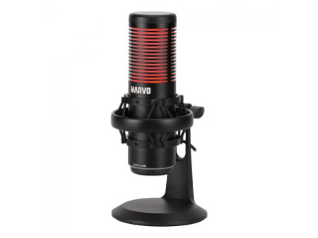 Microfone Marvo MIC-07, RGB, Cabo Removível, Preto, MIC-07 BK