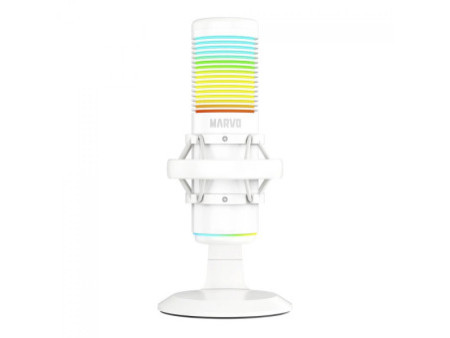 Microfone Marvo MIC-07, RGB, Cabo Removível, Branco, MIC-07 WH