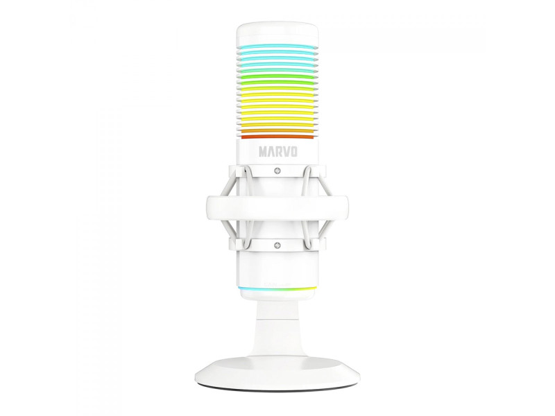 Microfone Marvo MIC-07, RGB, Cabo Removível, Branco, MIC-07 WH Microfone Marvo MIC-07, RGB, Cabo Removível, Branco, MIC-07 WH