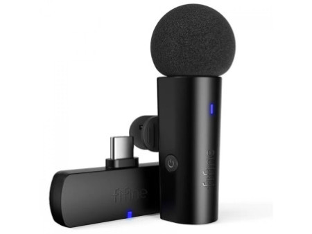Microfone de Lapela Fifine M6, Wireless, USB Tipo-C, Black
