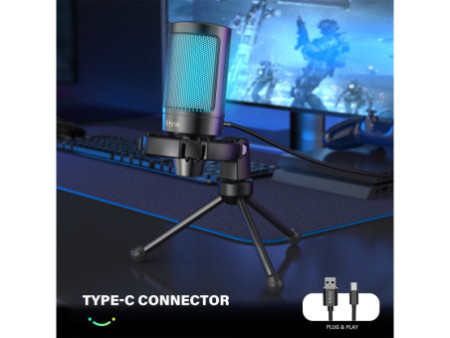 Microfone Gamer Condensador Fifine SuperFrame Edition SFM2, USB, RGB, Black