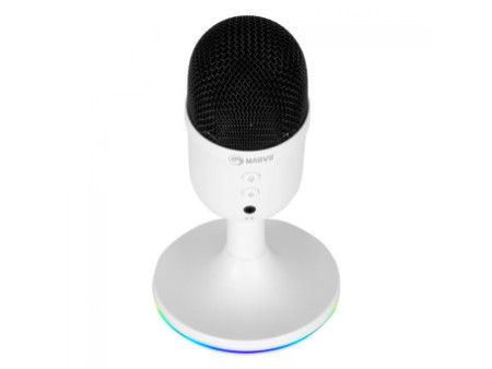 Microfone Marvo, RGB, USB, White, MIC-06 WH
