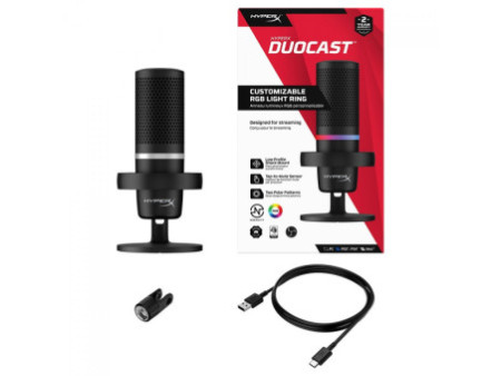 Microfone HyperX DuoCast, RGB, USB, Black, 4P5E2AA