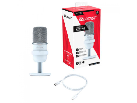 Microfone HyperX SoloCast, USB, Compatível PS4, Mac, PC, White, 519T2AA