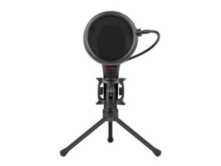 Microfone Gamer Streamer Redragon Quasar C/ Tripé, USB, Black, GM200