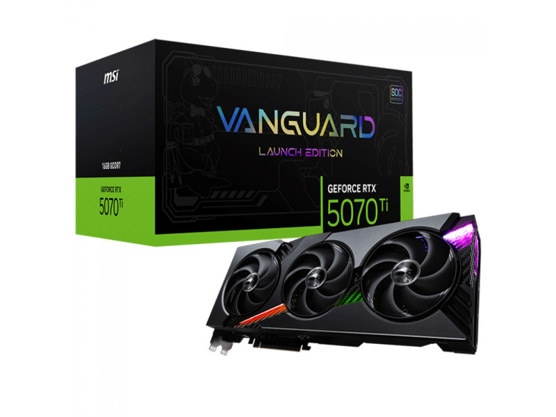 Placa de Vídeo MSI NVIDIA GeForce RTX 5070 TI Vanguard SOC Launch Edition, 16GB, GDDR7, DLSS, Ray Tracing, G507T-16VGSL